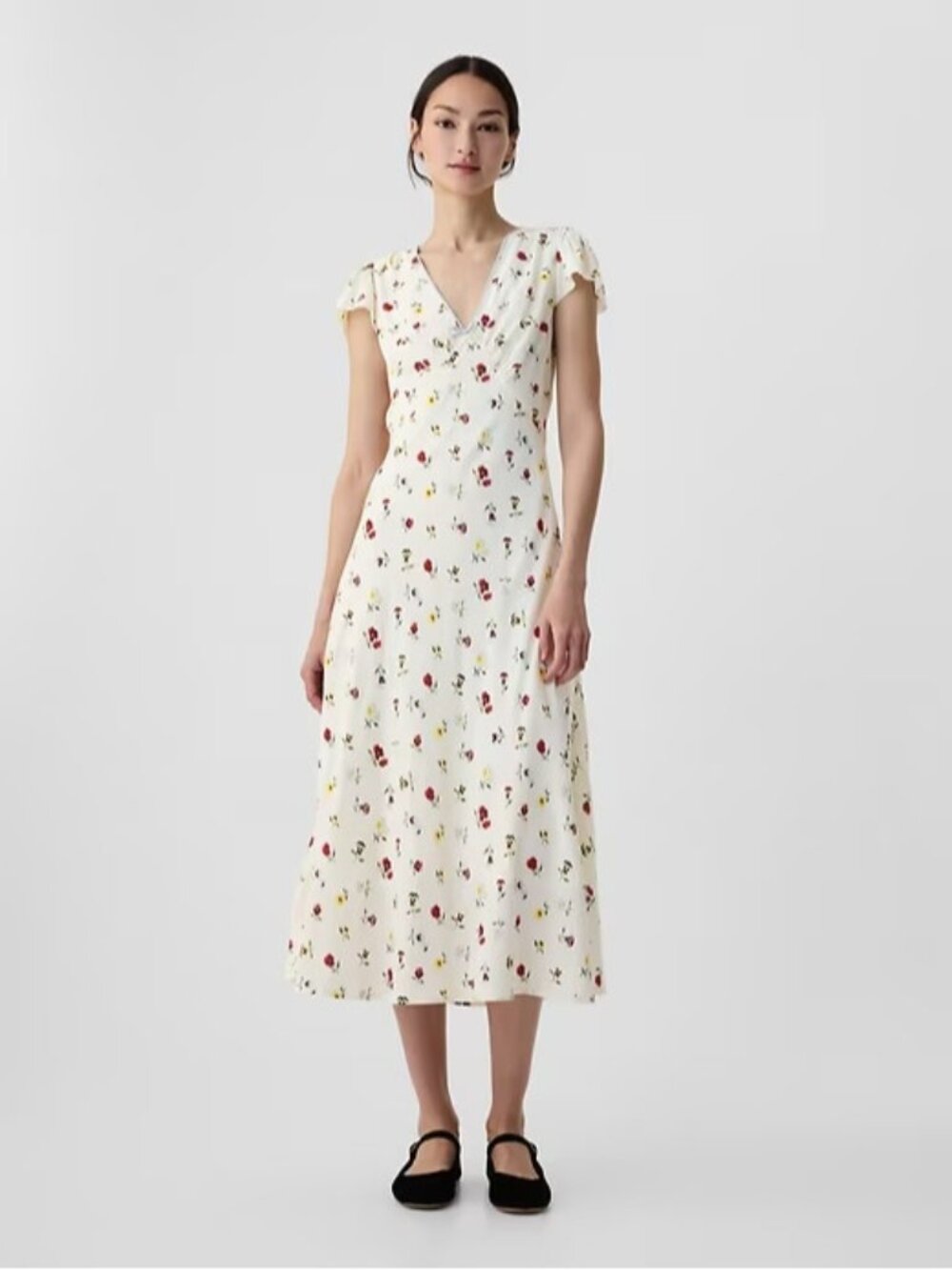 NWT GAP x Doen Floral Midi in Ivory Beige Pansy Flower Dress 6
